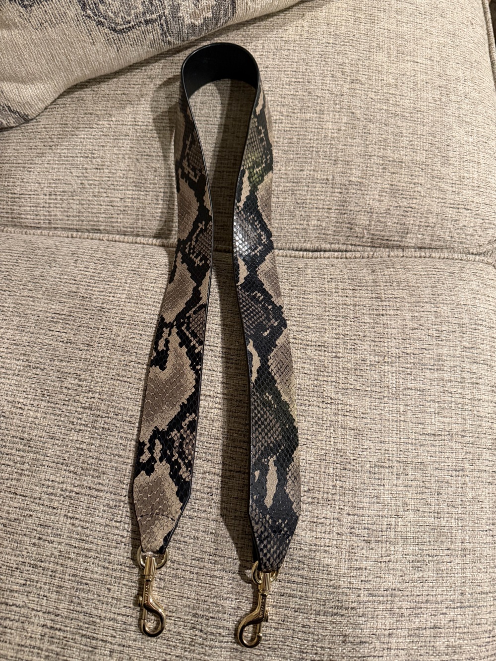 Cuyana Wide Python Print Leather Bag Strap Gold Hardware EUC